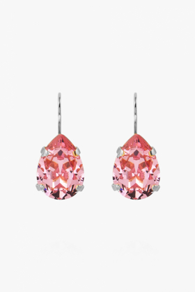 Mini Drop Clasp Earrings, Rhodium & Light Rose