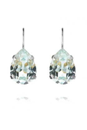Mini Drop Clasp Earrings, Rhodium & Light Azore