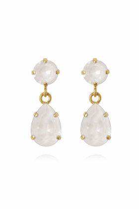 Mini Drop Earrings, Gold & Electric White