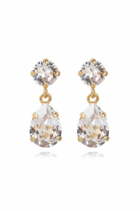 Mini Drop Earrings, Gold & Crystal