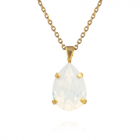 Mini Drop Necklace, Gold & White Opal