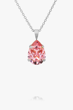 Mini Drop Necklace, Rhodium & Light Rose