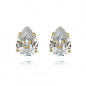 Mini Drop Stud Earrings, Gold & Crystal