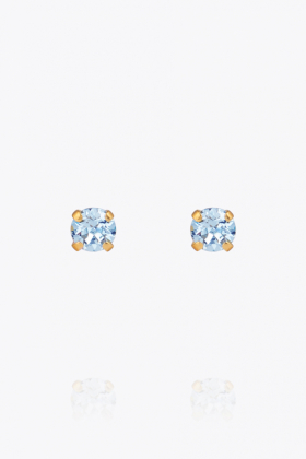 Mini Stud Earrings, Gold & Light Sapphire