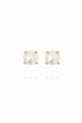 Mini Stud Earrings, Gold & Pearl