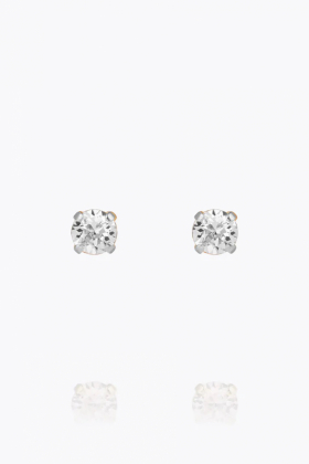 Mini Stud Earrings, Rhodium & Crystal
