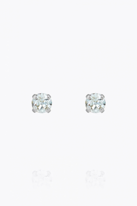 Mini Stud Earrings, Rhodium & Light Azore