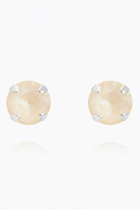 Mini Stud Earrings, Rhodium & Linen Ignite