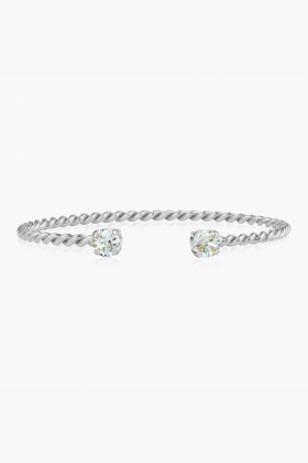 Mini Twisted Bracelet, Rhodium & Light Azore