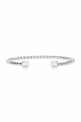 Mini Twisted Bracelet, Rhodium & Pearl