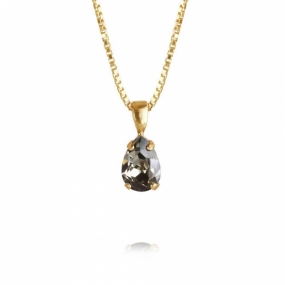 Petite Drop Necklace, Gold & Black Diamond