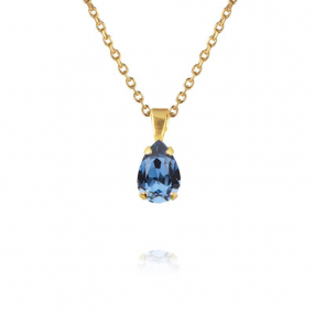 Petite Drop Necklace, Gold & Denim Blue