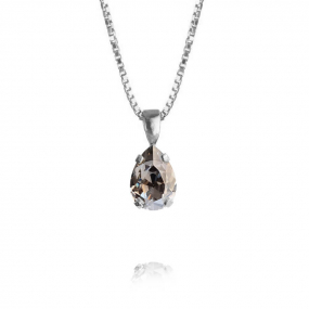 Petite Drop Necklace, Rhodium & Black Diamond
