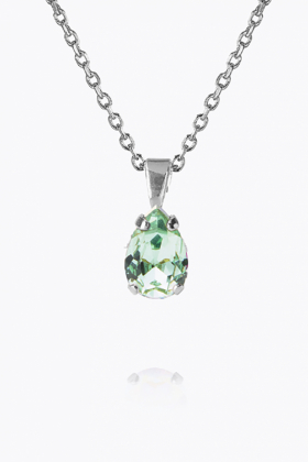 Petite Drop Necklace, Rhodium & Chrysolite