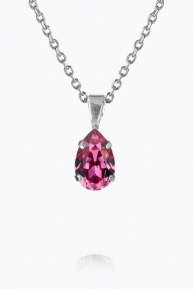 Petite Drop Necklace, Rhodium & Dark Rose