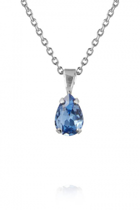 Petite Drop Necklace, Rhodium & Lapis