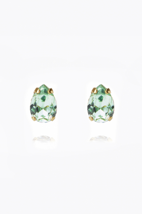 Petite Drop Stud Earrings, Gold & Chrysolite
