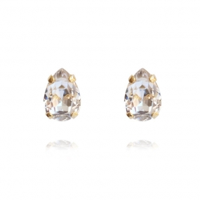 Petite Drop Stud Earrings, Gold & Crystal