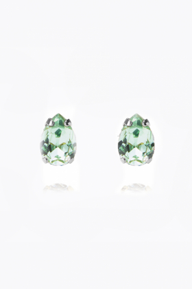 Petite Drop Stud Earrings, Rhodium & Chrysolite