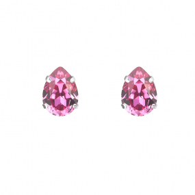 Petite Drop Stud Earrings, Rhodium & Dark Rose