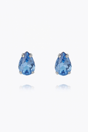 Petite Drop Stud Earrings, Rhodium & Lapis