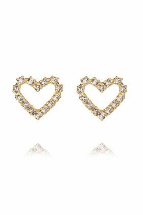Sweetheart Earrings, Gold & Crystal