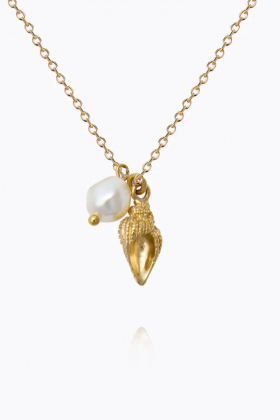 Shell Pearl Necklace, Gold