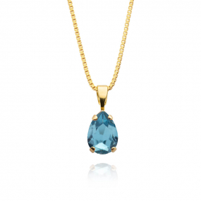Petite Drop Necklace, Gold & Aquamarine