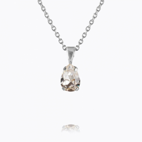 Petite Drop Necklace, Rhodium & Crystal