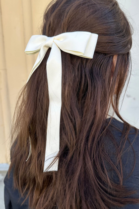 The Double Satin Bow, White
