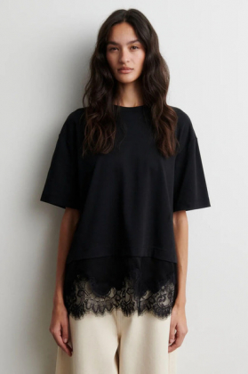 Vaccara Lace Tee, Black