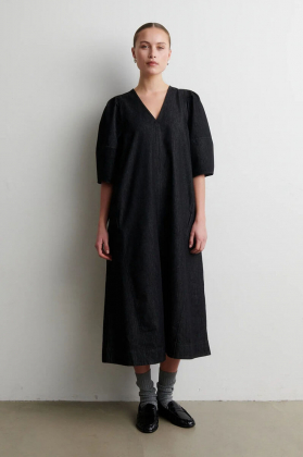 Dera Denim Dress, Black