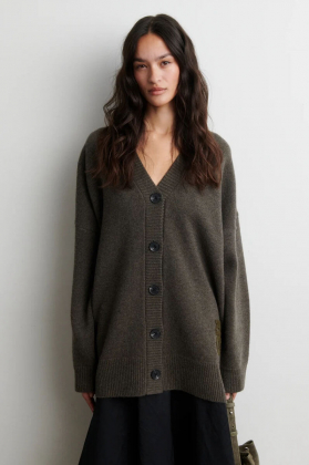 Alpha Knit Monogram Cardigan, Black olive