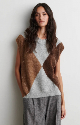 Forca Knit Vest, Light Grey Mel