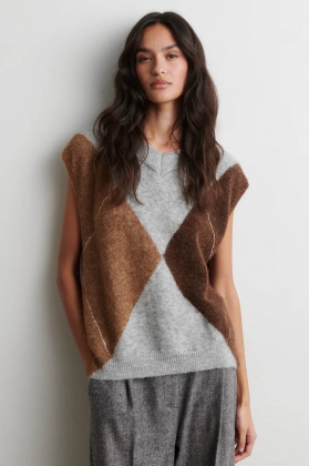 Forca Knit Vest, Light Grey Mel