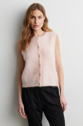 Brook Knit Button Vest, Pale dogwood