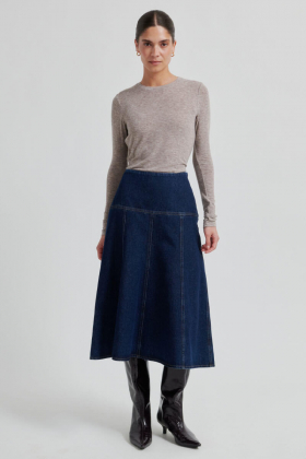 Columbo Denim Skirt, Dark Blue Denim