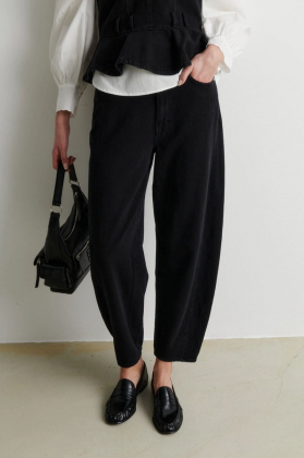 Loana Denim Barrel Jeans, Black