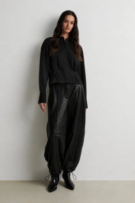 Aluka Leather Trousers, Black