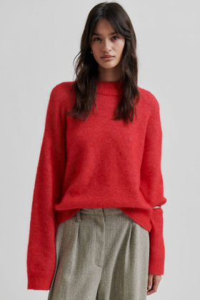Brook Knit Drop Shoulder O-Neck, Goji Berry