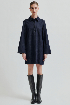 Dera Denim Tunic Dress, Dark Blue Denim