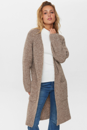 NuZindi Long Cardigan, Fossil Melange