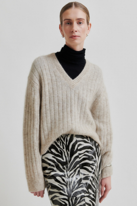 Brooky Knit V-Neck, Trench Coat