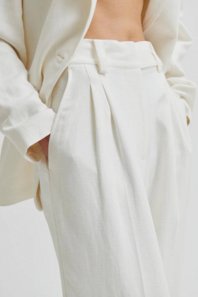 Lino Trousers, White Alyssum