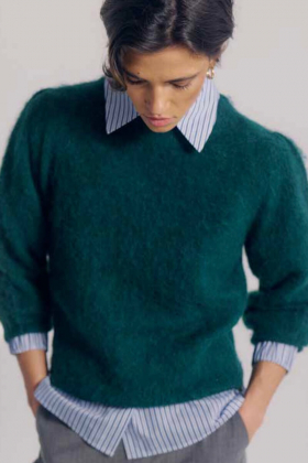 NuSuri Brushed ss Pullover, Rain Forest