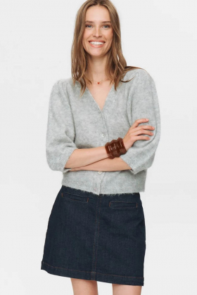 NuSuri brushed ss cardigan, Light grey mel