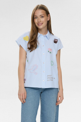 Nuashley embroidery shirt, Airy blue