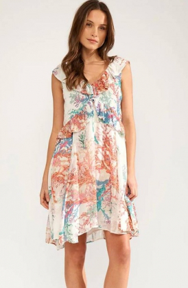 Nucoral ruffle dress, Cloud Dancer