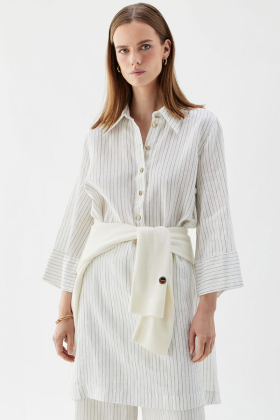 Ninette Striped Dress, Ecru & Black