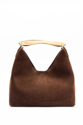 Boomerang bag Suede Brownie, Gold